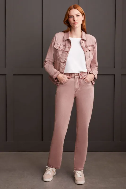 Sophia Curvy Straight Leg Jeans With Colored Wash-Cedar Wood sold by Tribal