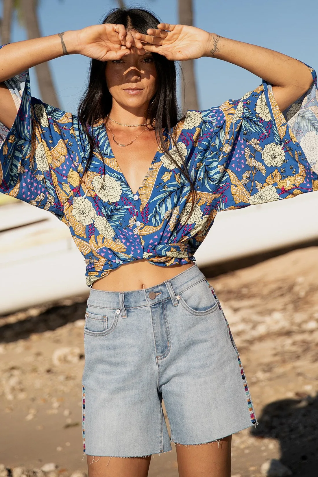 Beachwash Girlfriend High Waisted Embroided Shorts-Beachwash sold by Tribal