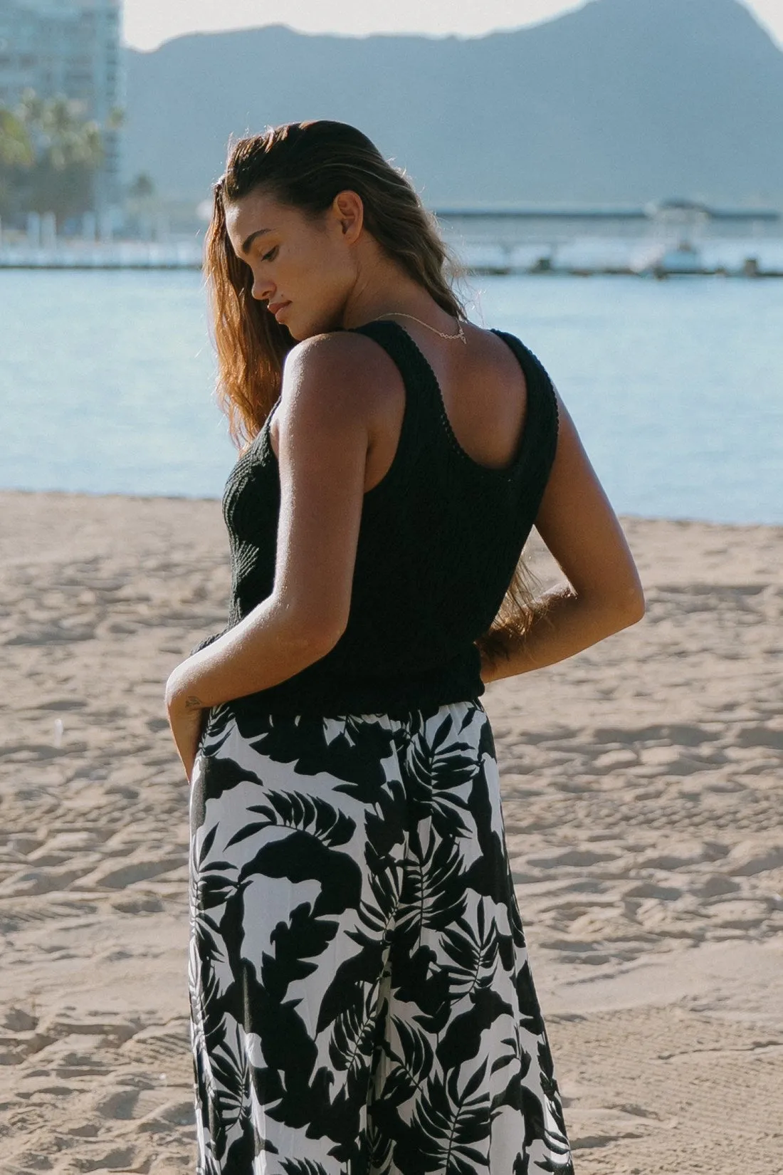 Black Crochet Scoop Neck Tank Top-Black sold by Tribal product image thumbnail 4