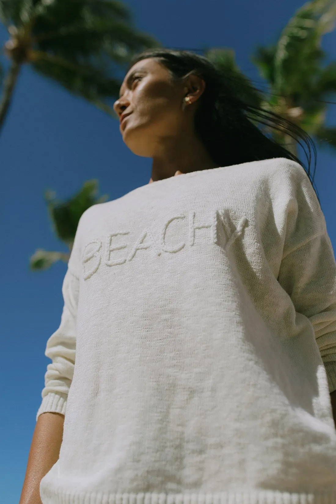 Ivory Cotton Scoop Neck BEACH Sweater-Ivory sold by Tribal product image thumbnail 3