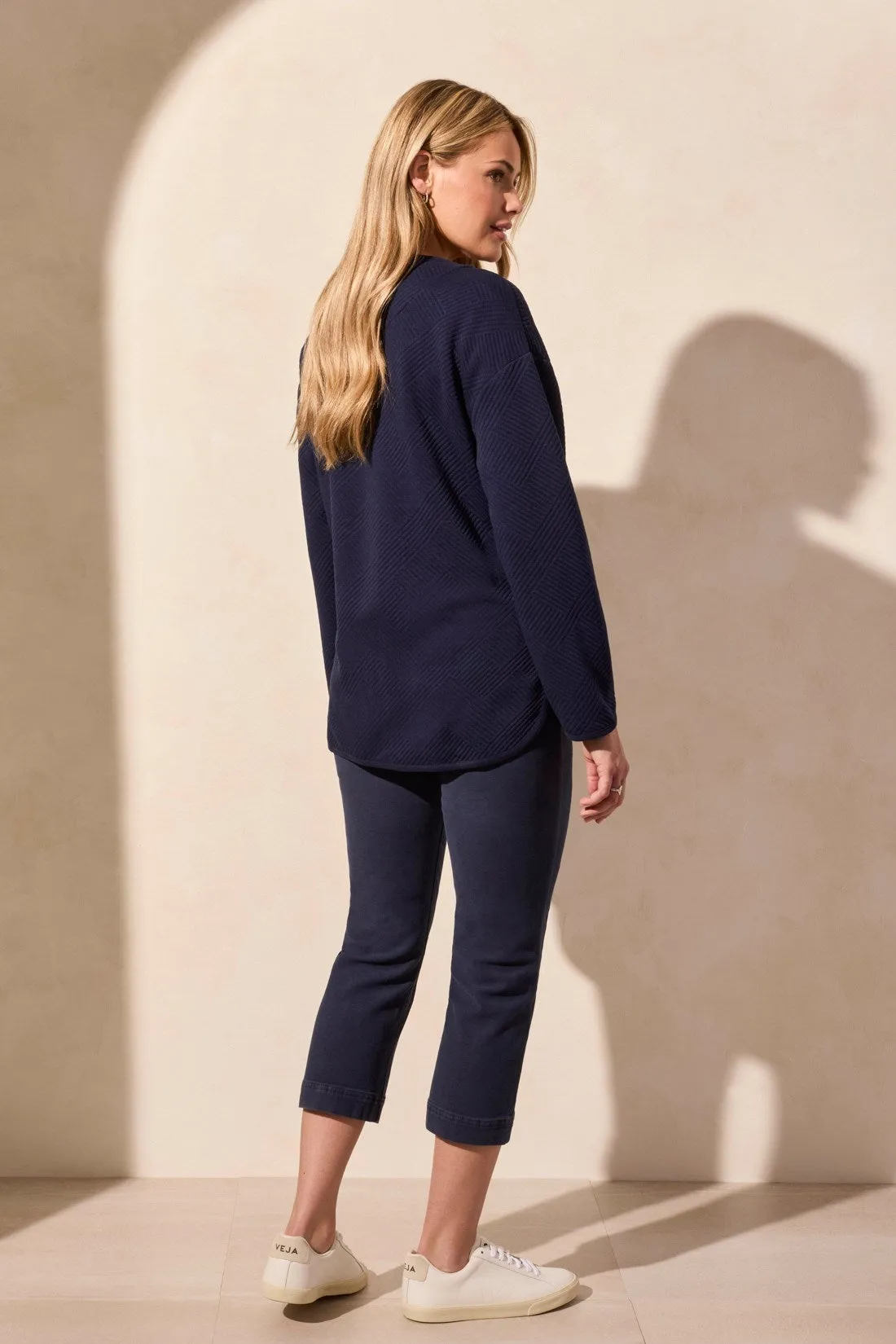 Quilted Knit Long Sleeve Cardigan With Front Pockets-Jet Blue sold by Tribal product image thumbnail 3