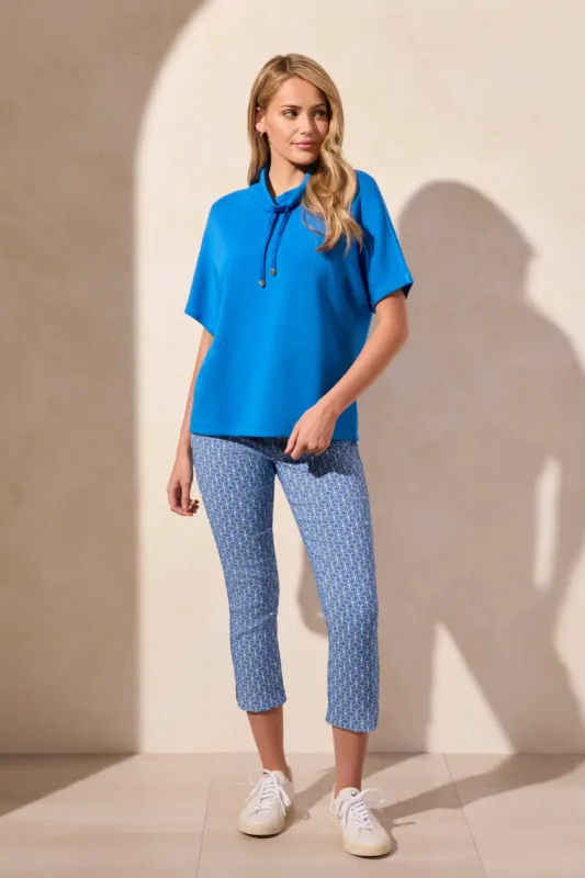 Techno Lux Funnel Neck Short Sleeve Top-Riviera sold by Tribal