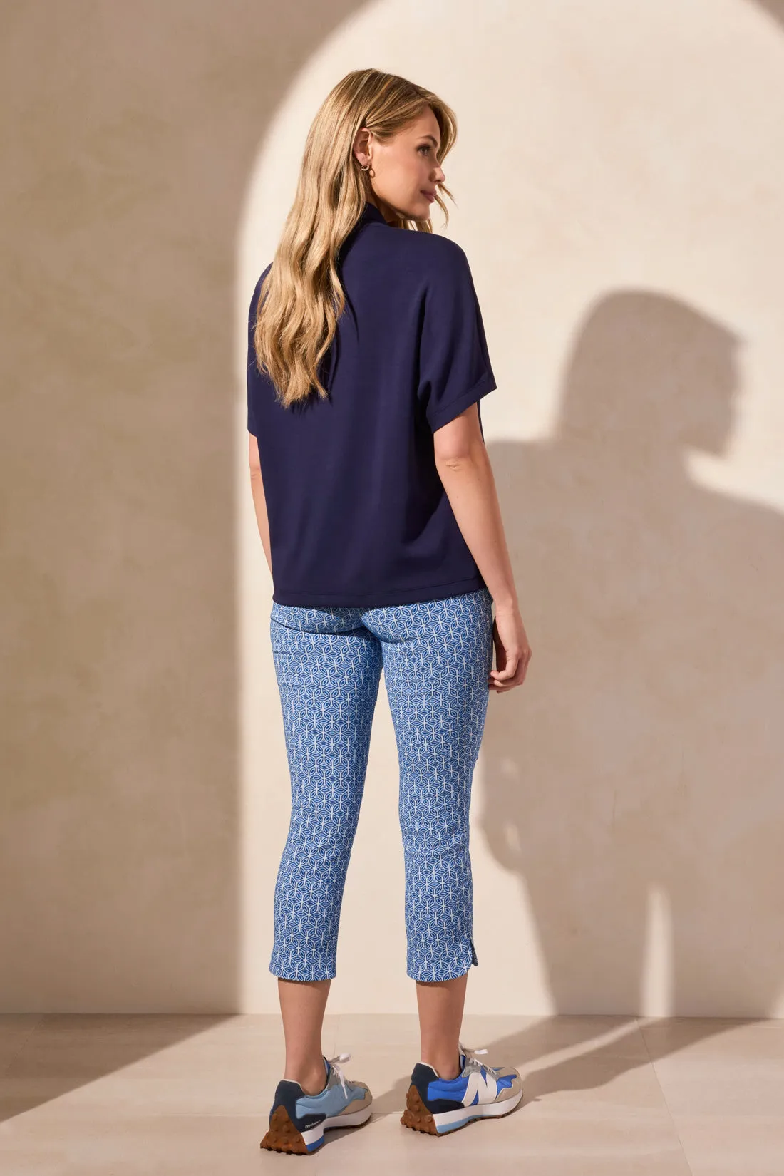 Techno Lux Funnel Neck Short Sleeve Top-Jet Blue sold by Tribal product image thumbnail 4