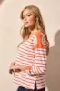 3/4 Sleeve Waffle Knit Boat Neck Top-Tangelo sold by Tribal