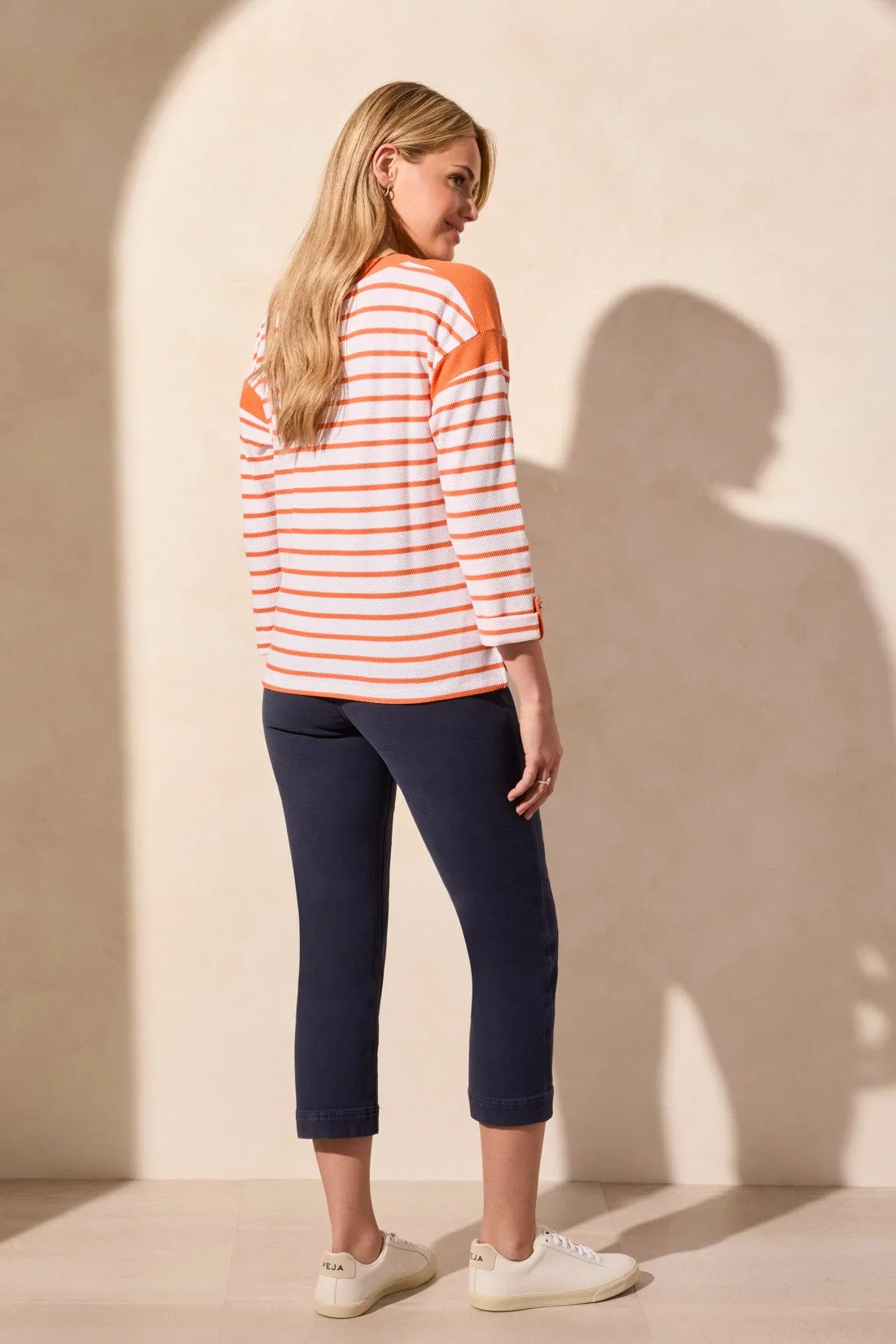 3/4 Sleeve Waffle Knit Boat Neck Top-Tangelo sold by Tribal product image thumbnail 4