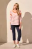 3/4 Sleeve Waffle Knit Boat Neck Top-Tangelo sold by Tribal