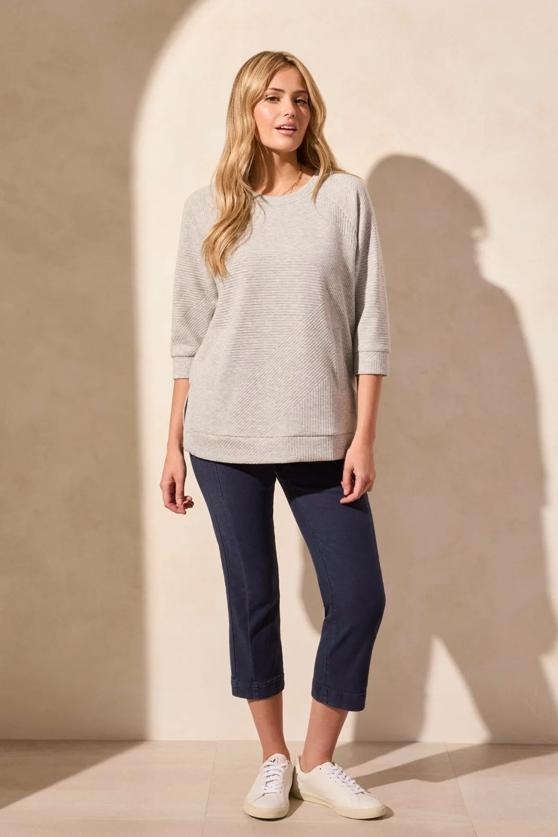 Quilted Knit Tunic With Kangaroo Pocket-Grey Mix sold by Tribal product image thumbnail 3