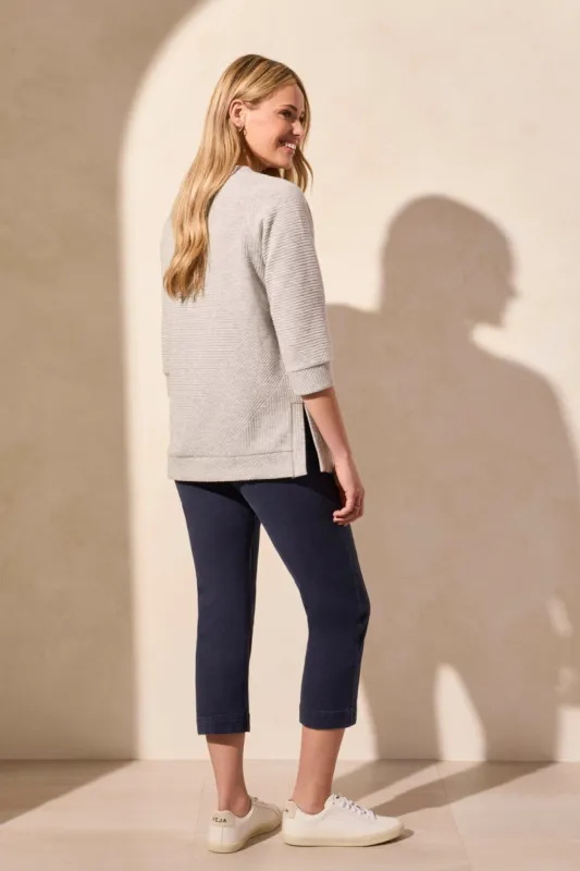 Quilted Knit Tunic With Kangaroo Pocket-Grey Mix sold by Tribal