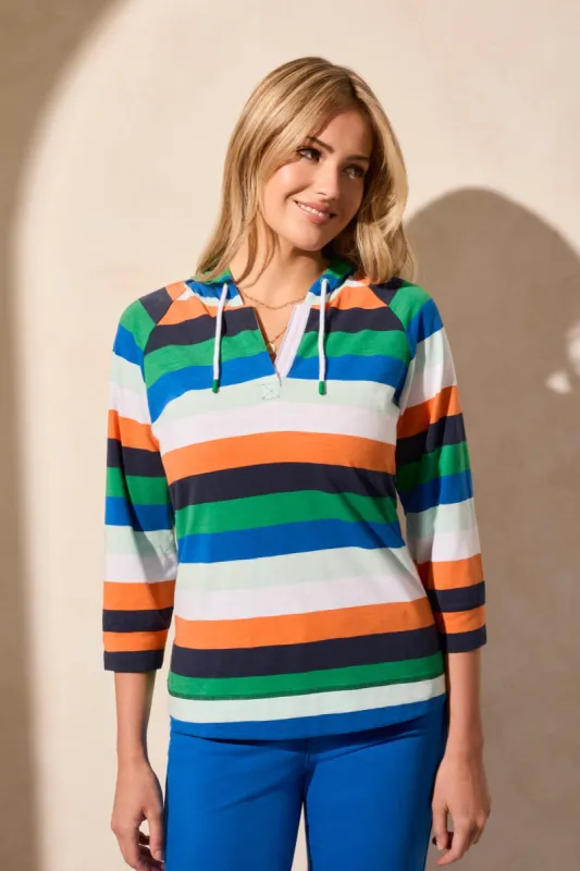 Printed Drawstring Raglan Hoody-Tangelo sold by Tribal