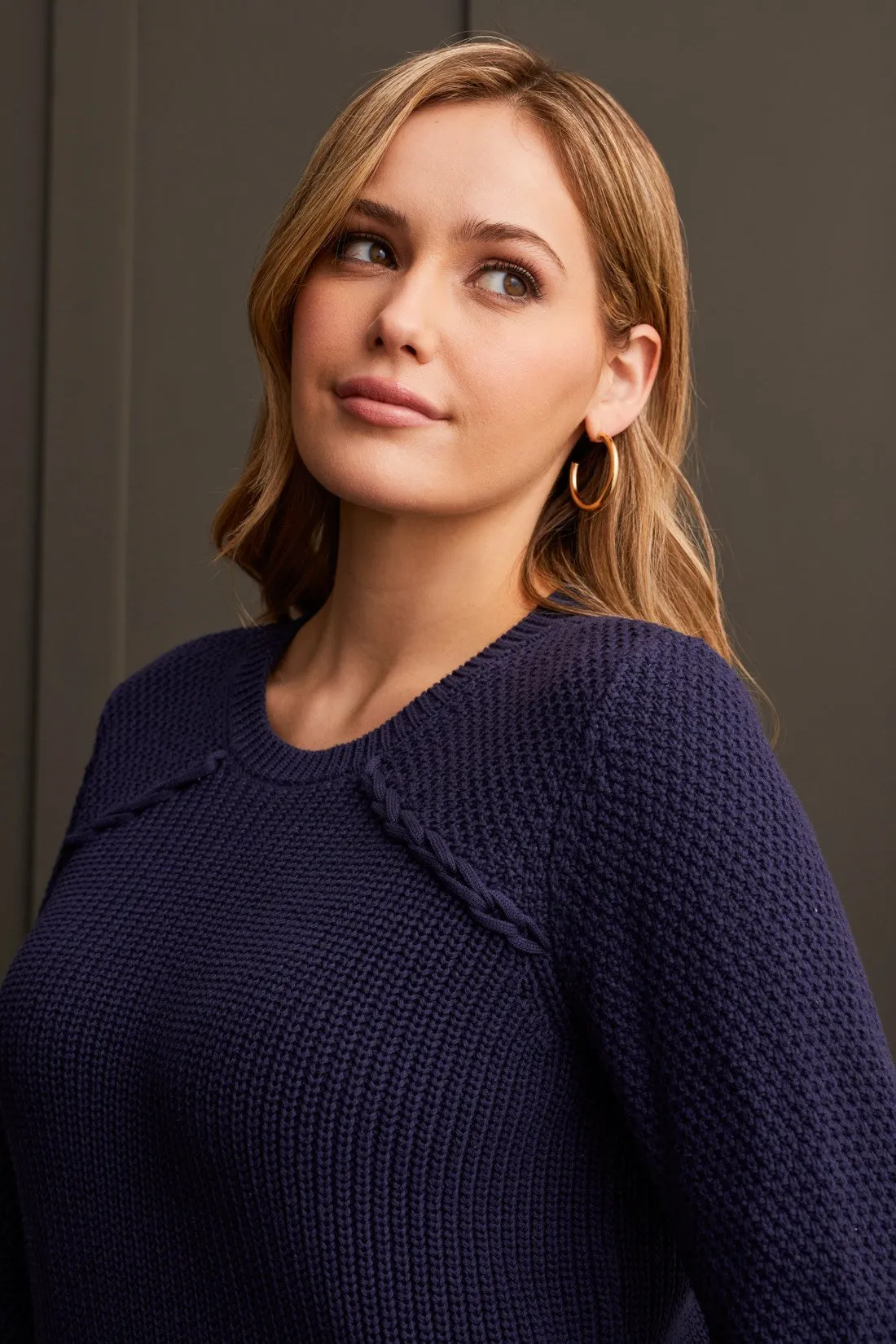 Crew Neck Sweater With Lace-Up Detail-Sapphire sold by Tribal product image thumbnail 3