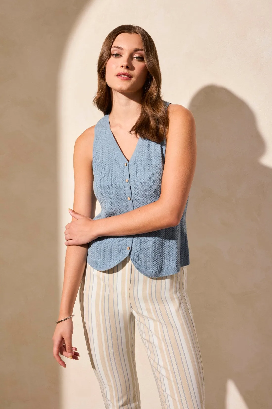 Button-Up Sweater Vest With Wood Buttons-Scubablue sold by Tribal product image thumbnail 3