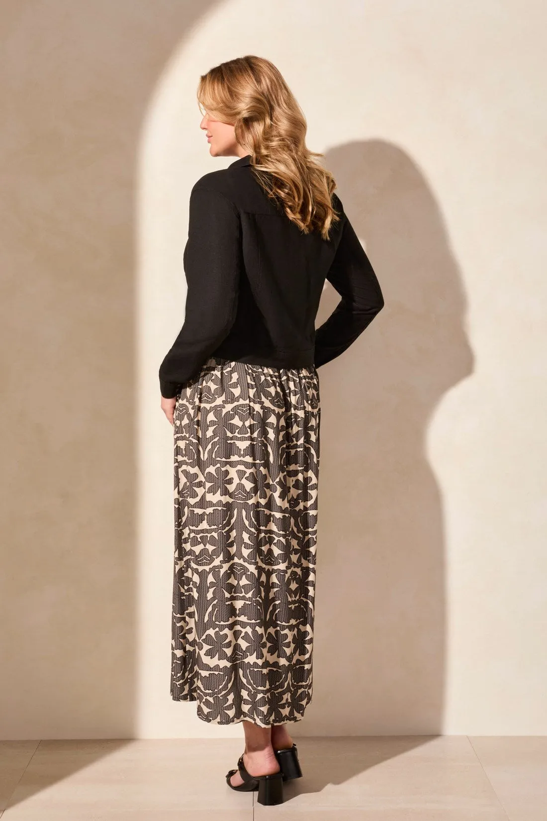 Linen Blend Button-Front Jacket With Chest Pockets-Black sold by Tribal product image thumbnail 4