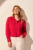 Linen Blend Button-Front Jacket With Chest Pockets-Cherry sold by Tribal