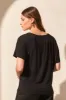 FLOWY JERSEY CREW NECK TOP WITH SHIRRED BACK-Black sold by Tribal