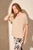 FLOWY JERSEY CREW NECK TOP WITH SHIRRED BACK-Pebble sold by Tribal