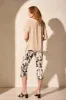 FLOWY JERSEY CREW NECK TOP WITH SHIRRED BACK-Pebble sold by Tribal