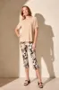 FLOWY JERSEY CREW NECK TOP WITH SHIRRED BACK-Pebble sold by Tribal