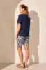 FLOWY JERSEY CREW NECK TOP WITH SHIRRED BACK-Jet Blue sold by Tribal