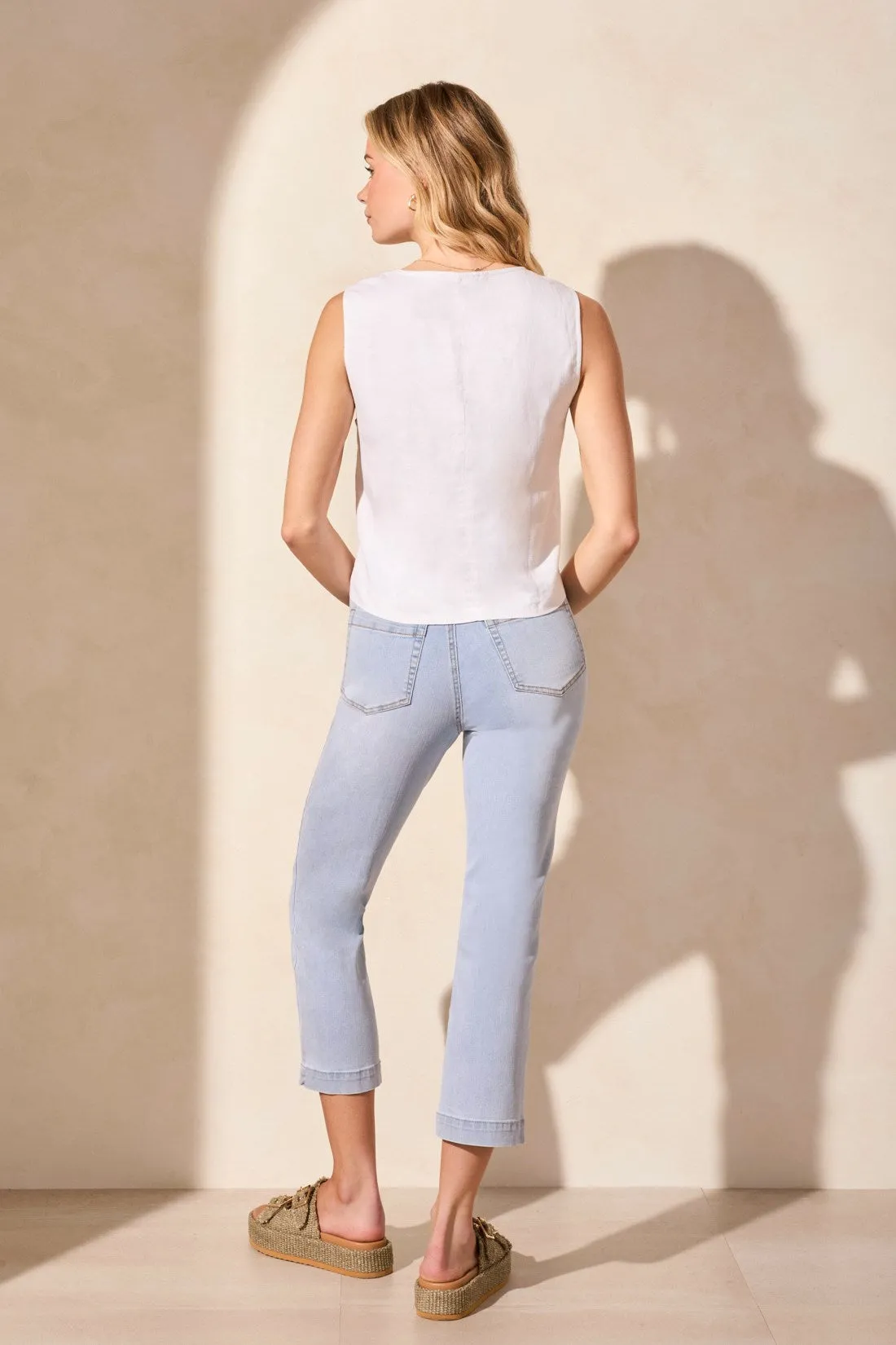 Linen Blend Lined Button-Front Vest-White sold by Tribal product image thumbnail 4