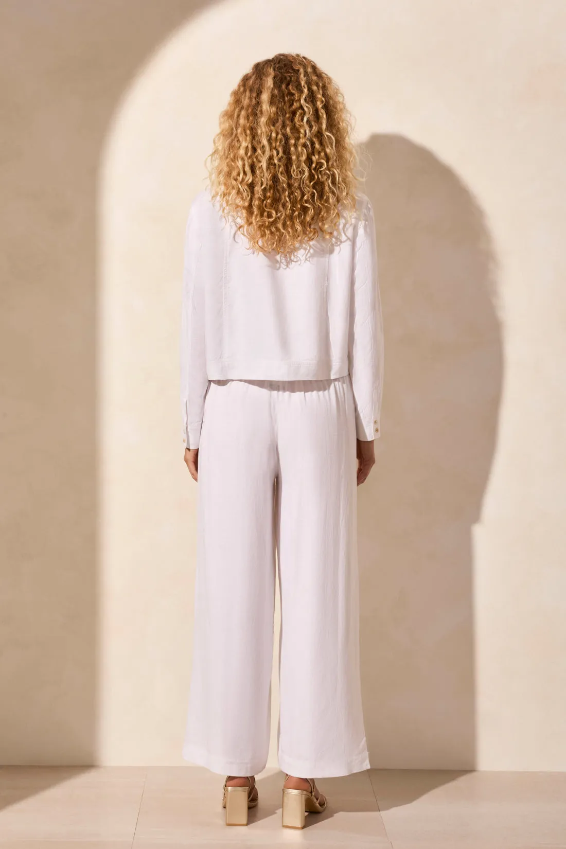 Linen Blend Button-Front Jacket With Chest Pockets-White sold by Tribal product image thumbnail 4