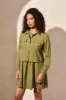 Linen Blend Button-Front Jacket With Chest Pockets-Loden sold by Tribal