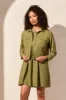 Linen Blend Button-Front Jacket With Chest Pockets-Loden sold by Tribal