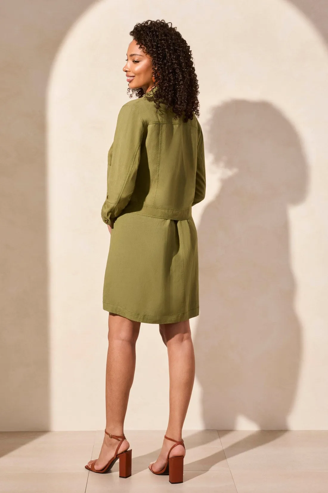 Linen Blend Button-Front Jacket With Chest Pockets-Loden sold by Tribal product image thumbnail 4