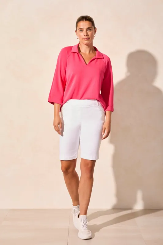 Flatten It® Pull-On Slit-Accent Short-White sold by Tribal