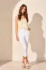 Comfort Stretch Pull-On Capri With Hem Vent-White sold by Tribal
