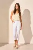 Comfort Stretch Pull-On Capri With Hem Vent-White sold by Tribal