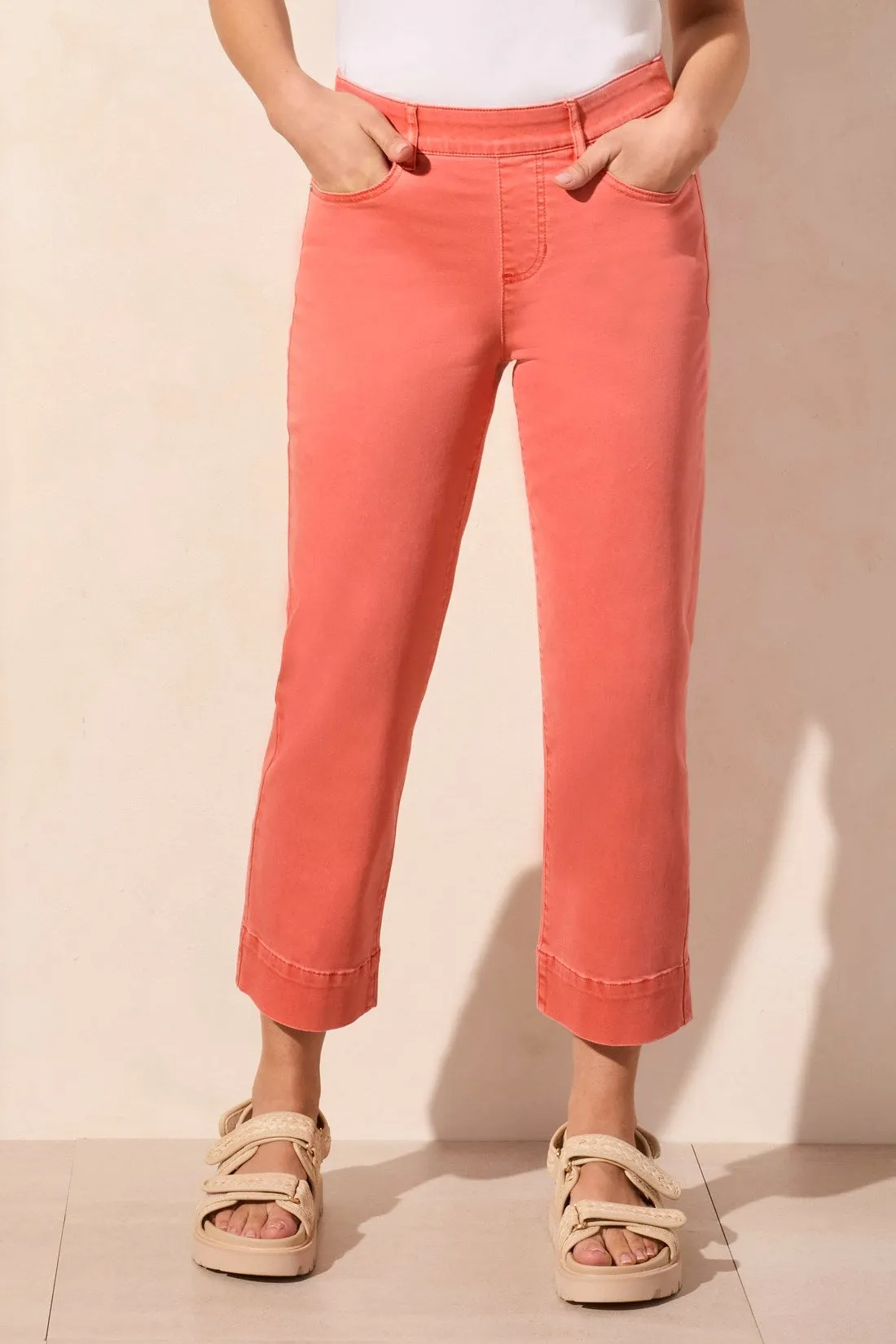 Pull-On Kick Flare Capri-Coralsky sold by Tribal