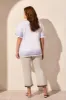 Stripe-Accent Boatneck Top With Contrast Stitching-White sold by Tribal