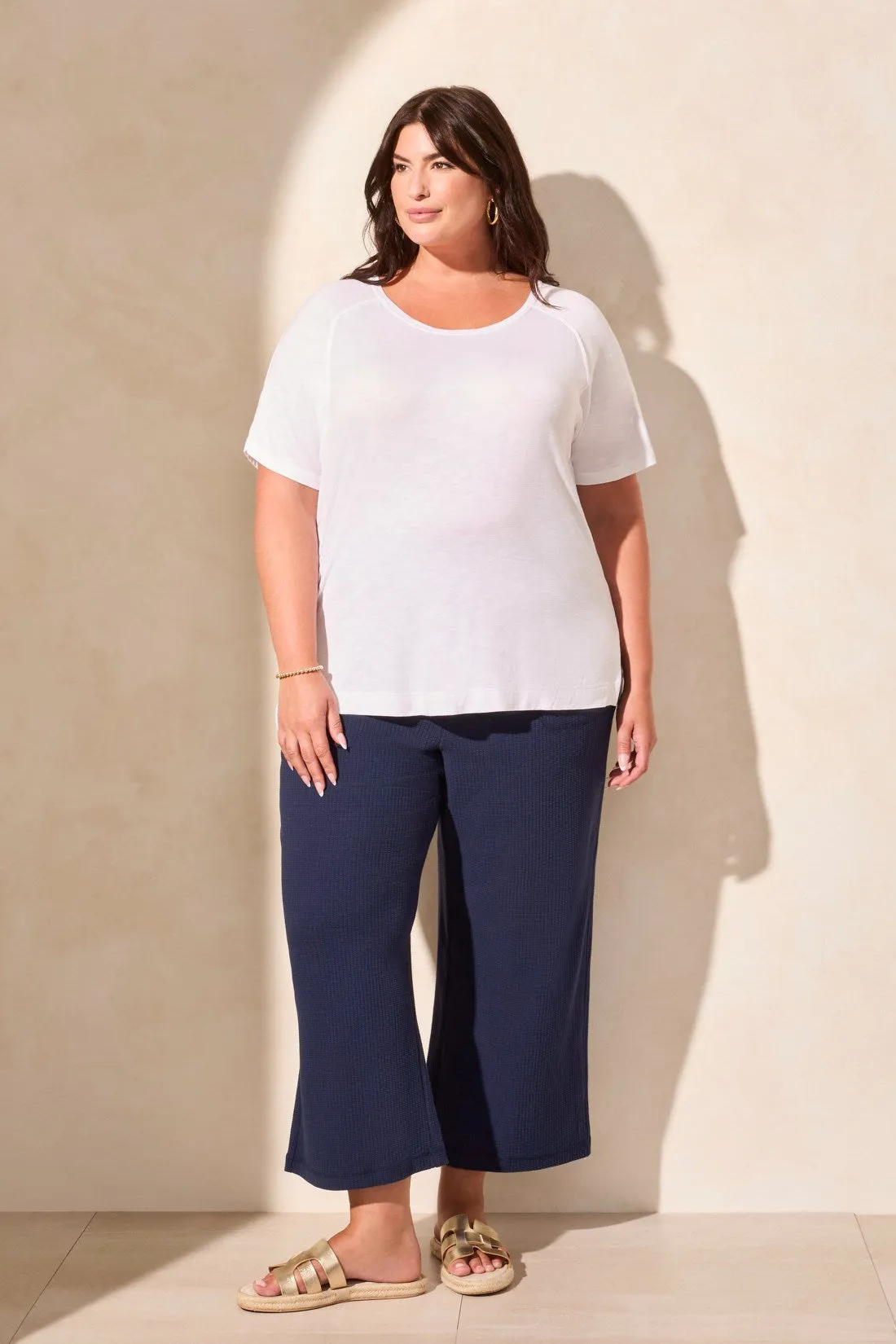 FLOWY JERSEY CREW NECK TOP WITH SHIRRED BACK-White sold by Tribal product image thumbnail 2