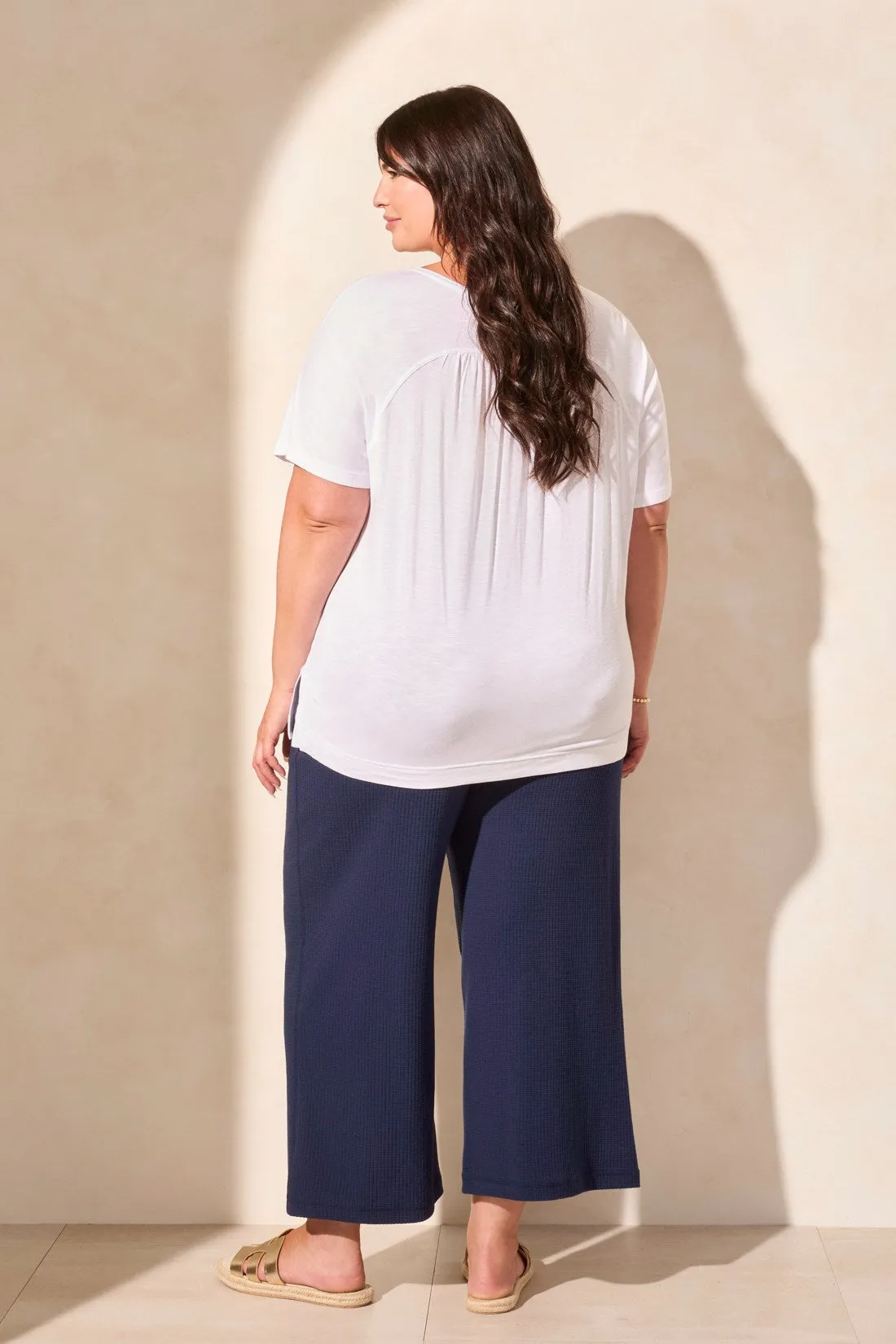 FLOWY JERSEY CREW NECK TOP WITH SHIRRED BACK-White sold by Tribal product image thumbnail 4