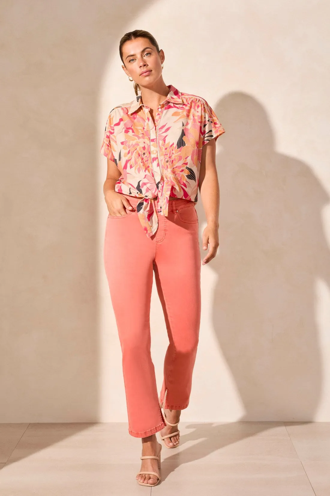 Comfort Stretch Pull-On Ankle Pant With Inseam Slit Detail-Coralsky sold by Tribal product image thumbnail 2