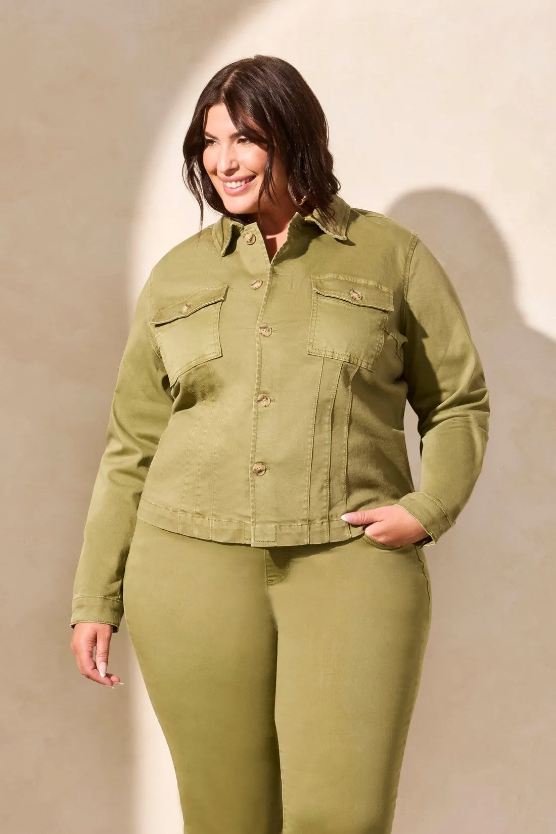 Comfort Stretch Button-Front Denim Jacket-Loden sold by Tribal product image thumbnail 2