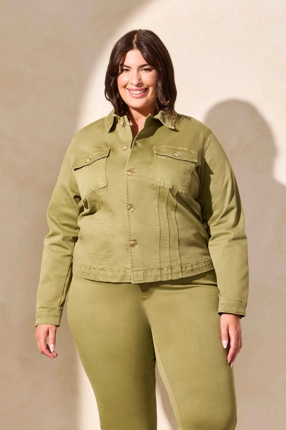 Comfort Stretch Button-Front Denim Jacket-Loden sold by Tribal product image thumbnail 3