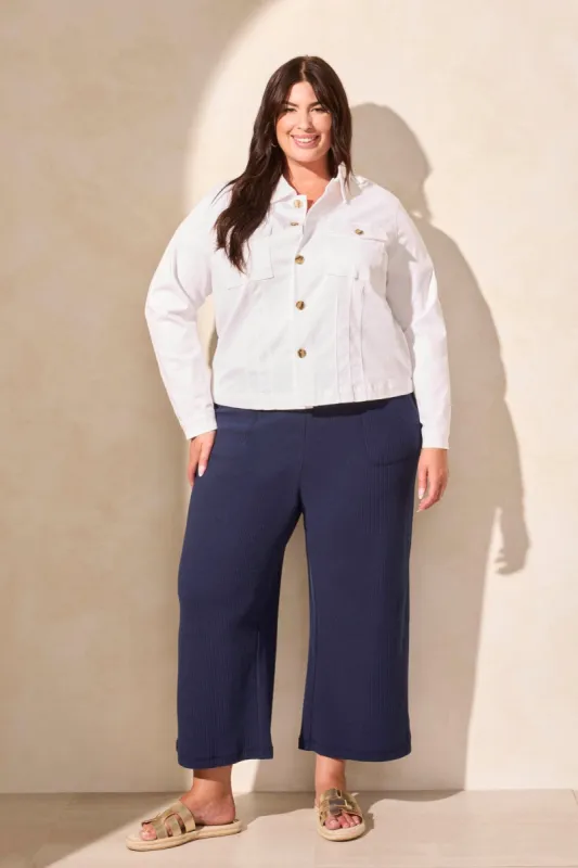 Comfort Stretch Button-Front Denim Jacket-White sold by Tribal