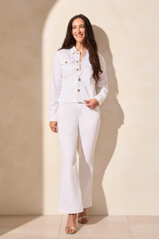 Comfort Stretch Button-Front Denim Jacket-White sold by Tribal