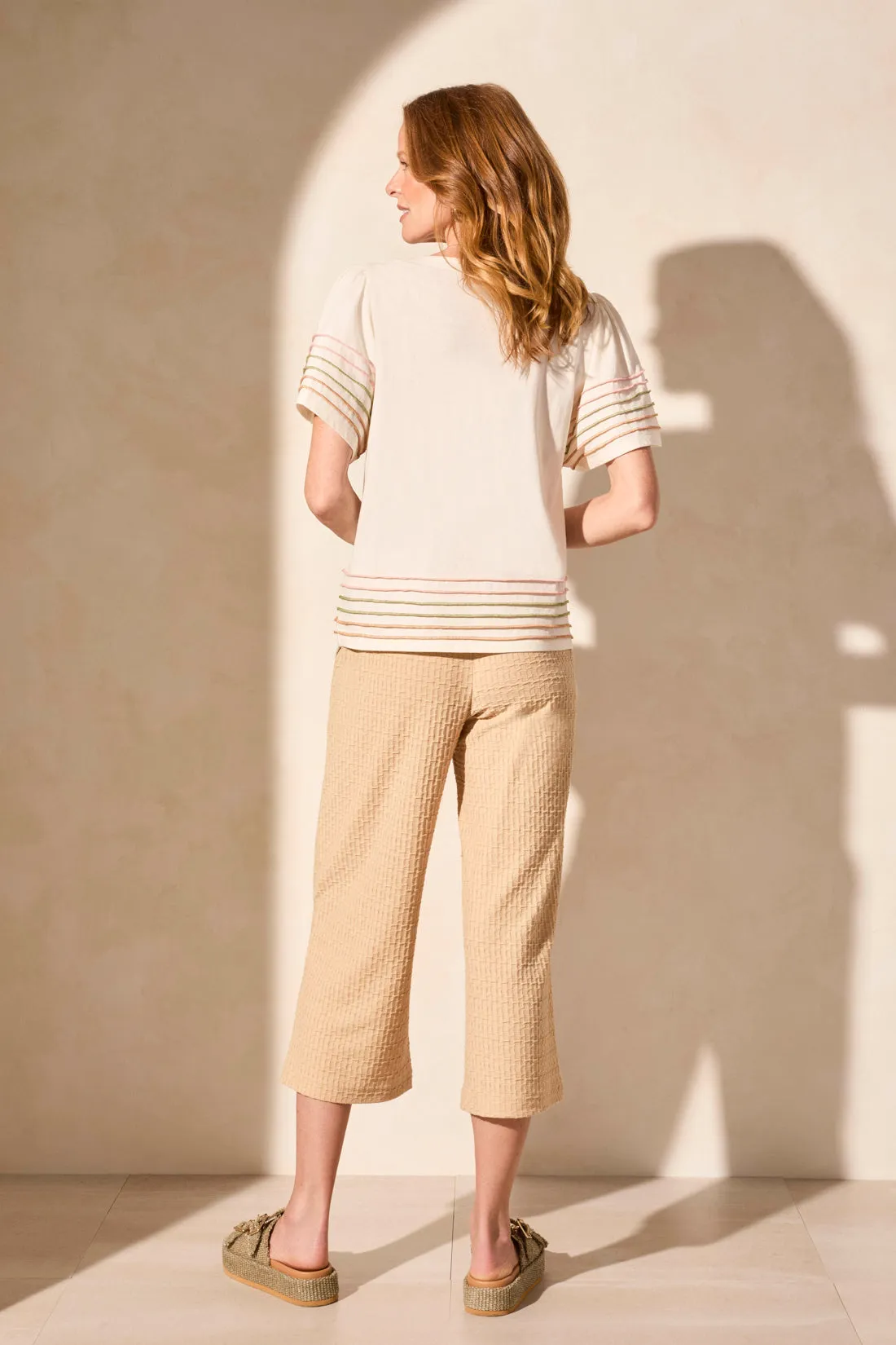 Cotton Boat Neck Top With Contrast Stitching-Cocomulti sold by Tribal product image thumbnail 4