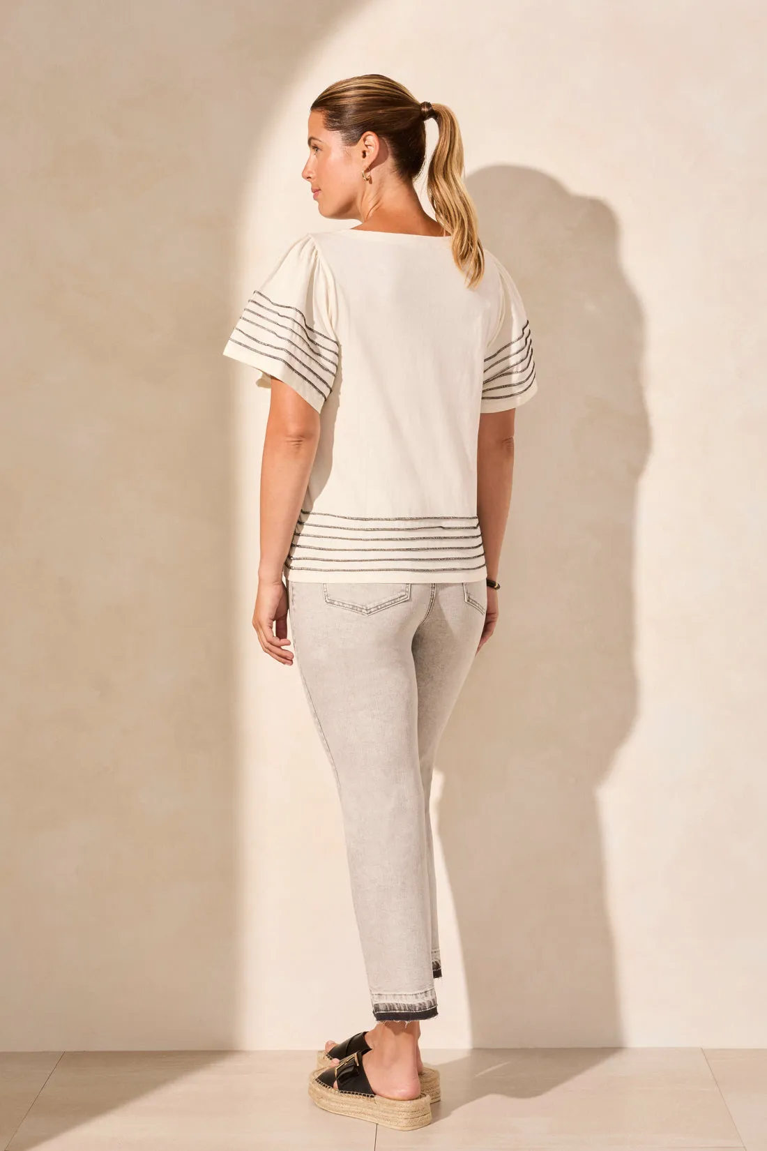 Cotton Boat Neck Top With Contrast Stitching-Cocoblack sold by Tribal product image thumbnail 4