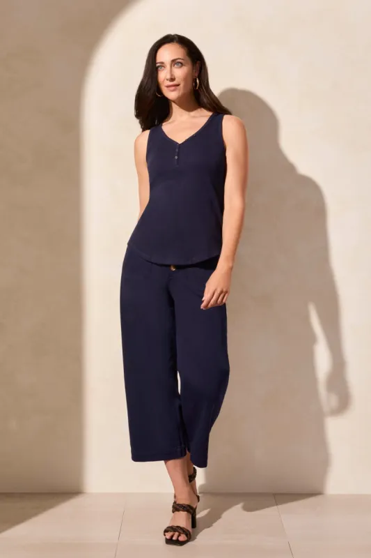 Solid Cotton Henley Tank Top-Nautical sold by Tribal