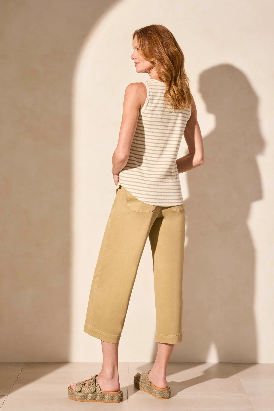 Striped Cotton Henley Tank Top-Dustysandstripe sold by Tribal product image thumbnail 4