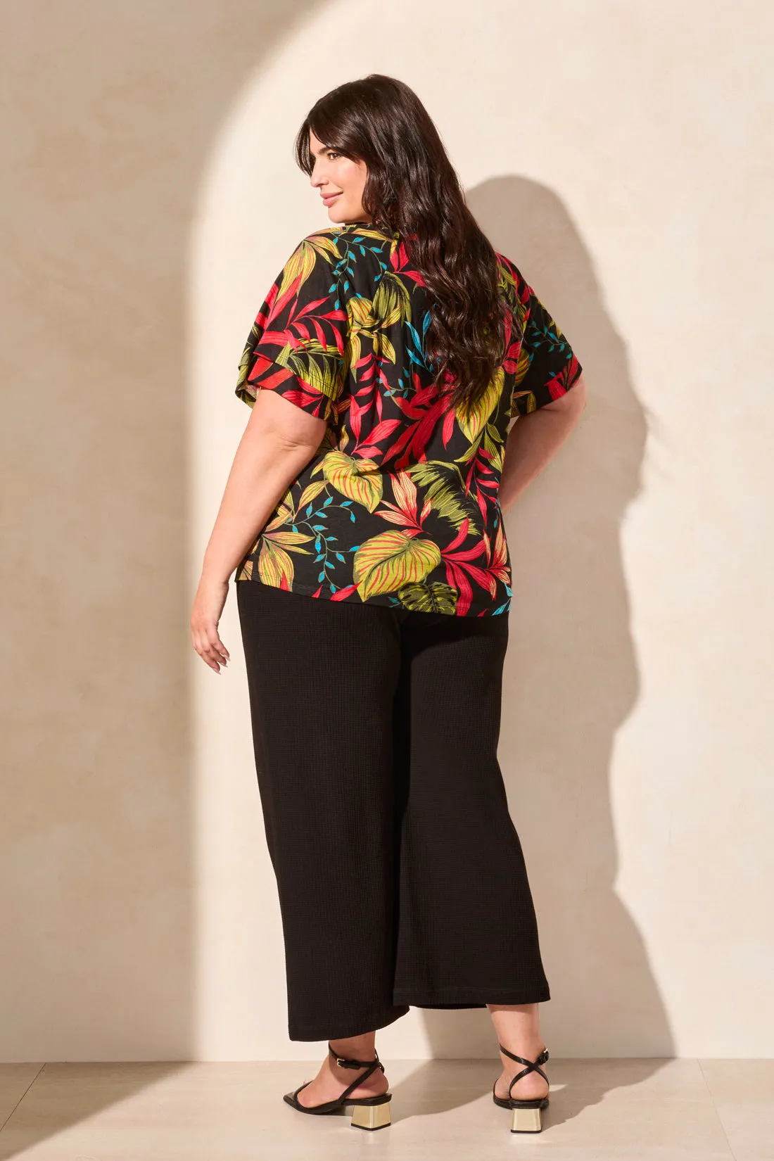 Linen-Blend Ruffle-Sleeve Crew Neck Top-Poppy sold by Tribal product image thumbnail 4