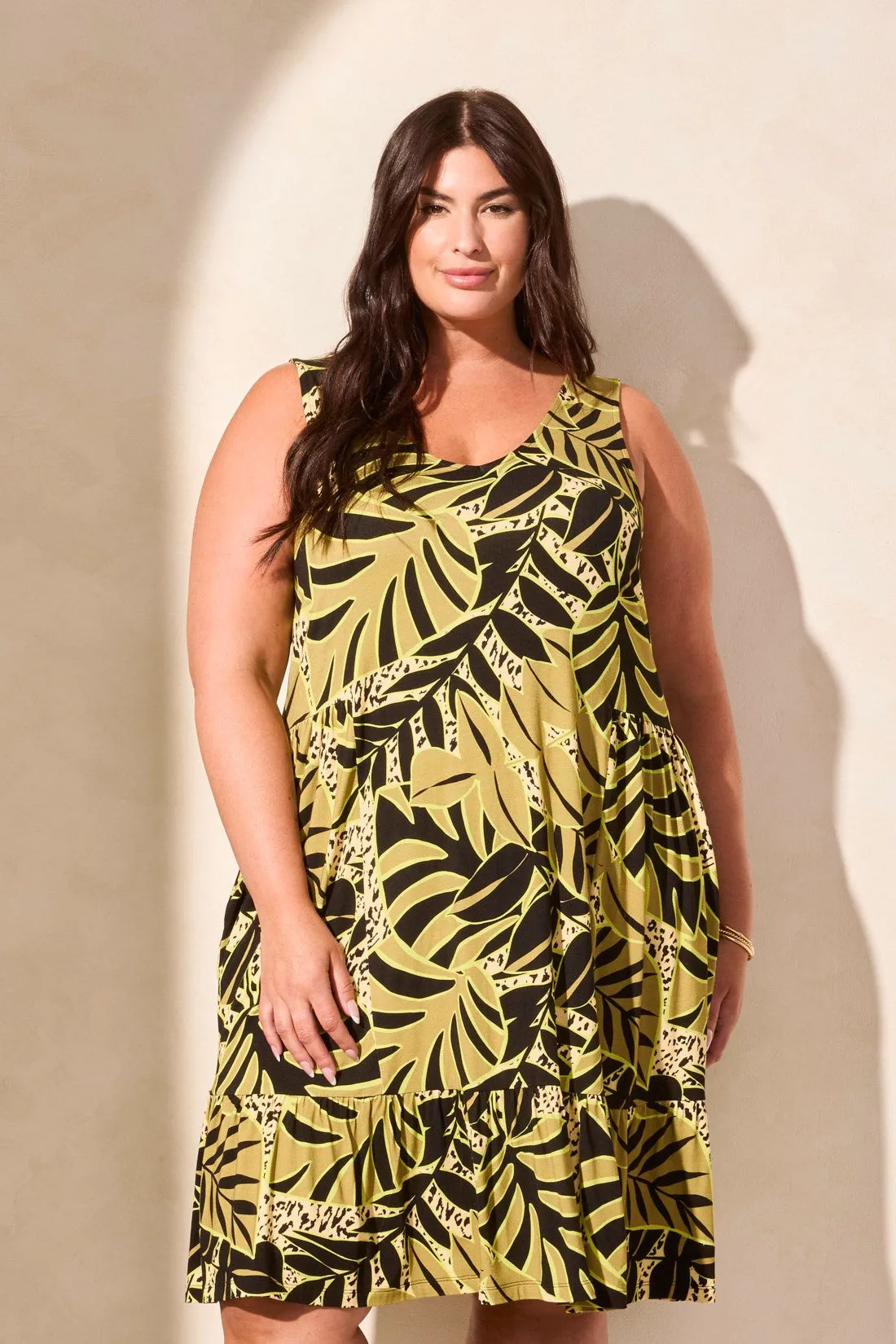 Printed Sleeveless V-Neck Dress-Avocado sold by Tribal product image thumbnail 3