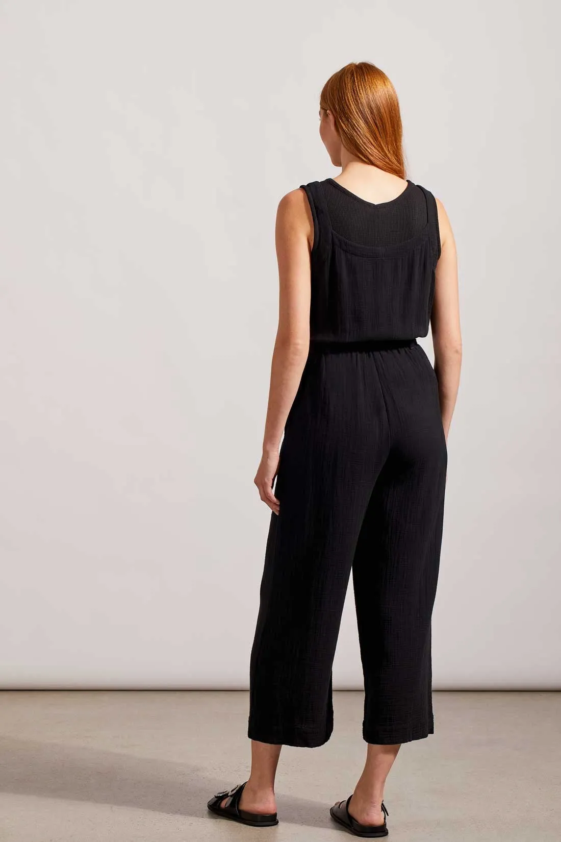 Cotton Gauze Belted Jumpsuit-Black sold by Tribal product image thumbnail 4