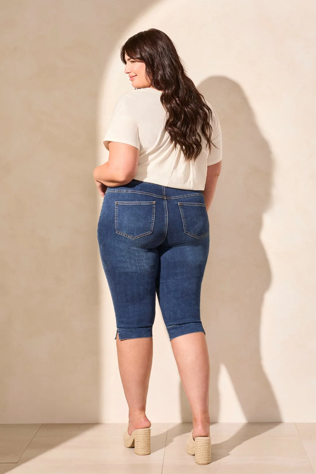 Audrey Comfort Stretch Pull-On Denim Shorts-Stormyblue sold by Tribal product image thumbnail 4