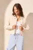 Drop Shoulder Crop Denim Jacket-Ecru sold by Tribal
