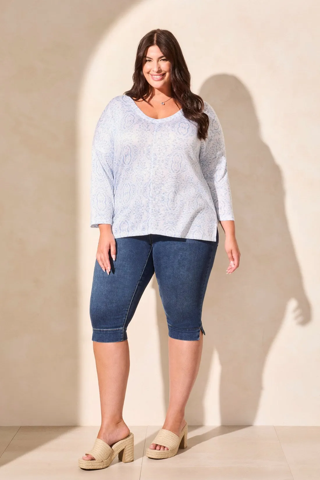 Patterned Two-Way Dolman Top-Sailboat sold by Tribal