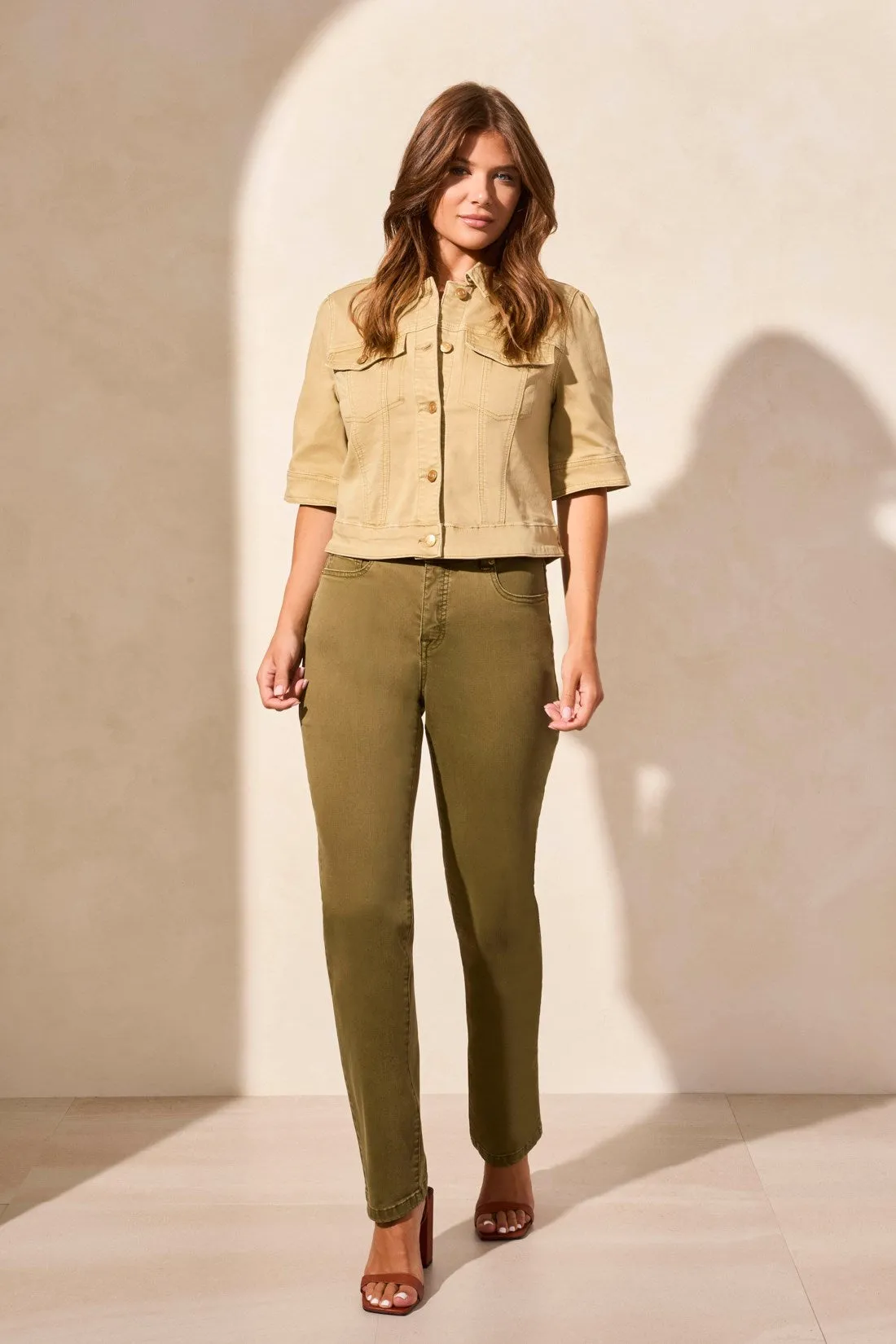 Comfort Stretch Elbow-Sleeve Denim Jacket-Nudeolive sold by Tribal